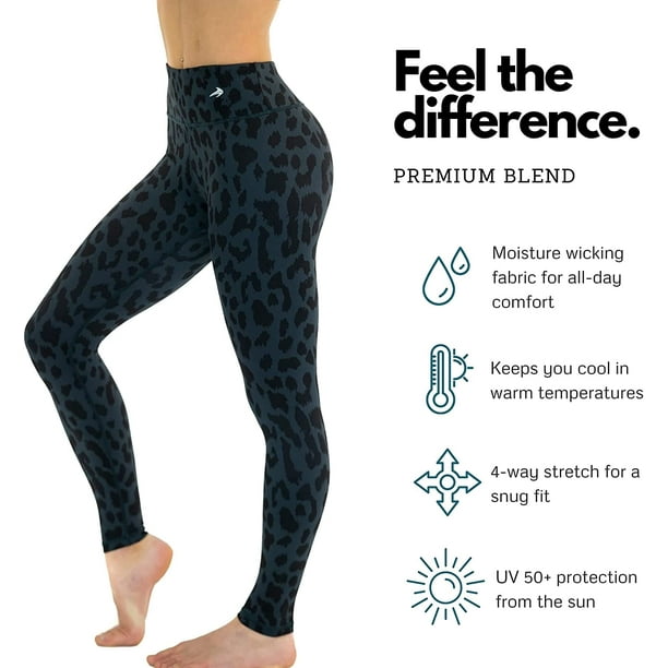 CompressionZ High Waisted Women's Leggings - Plus Size Compression Pants  Yoga Running Gym & Fitness (Leopard Black, 