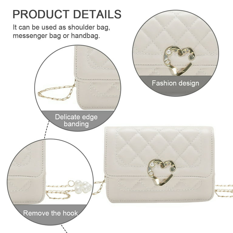 LOVEVOOK Crossbody Bags for Women Leather Quilted Shoulder Bag with Chain  Strap Trendy Clutch Satchel Ladies Evening Bag