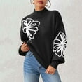 thumbnail image 2 of Weiqiqre Sweaters for Women Floral Mock Neck Long Sleeve Sweaters Dressy Casual Cute Pullover Knit Sweater Tops, 2 of 8