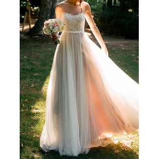 Unomatch Women Sheered High Neck Lace Bust Wedding Dress