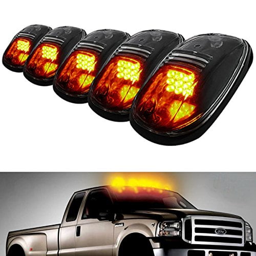 iJDMTOY 3pc-Set Black Smoked Cab Roof Top Marker Running Lamps w/Amber LED Lights For Truck Pickup 4x4 SUV