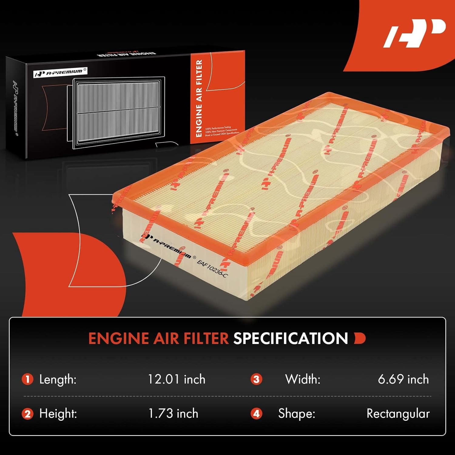 A-Premium 2-PC Engine Air Filter Compatible with Audi Q7 & Land Rover Range Rover & Porsche Cayenne & Volkswagen Touareg, 2004-2018, Flexible Panel, Replace# 95511013110