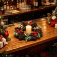 thumbnail image 5 of Artificial Greenery Candle Ring Wreath, 7.87 in Multicolor Plastic Table Centerpiece for 3-4 in Candles, Holly Design C, 5 of 7