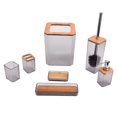 thumbnail image 1 of Juego de botes de basura para baño, juego de accesorios de baño de bambú, juego de accesorios de baño, juego de baño probado profesionalmente, 1 of 8
