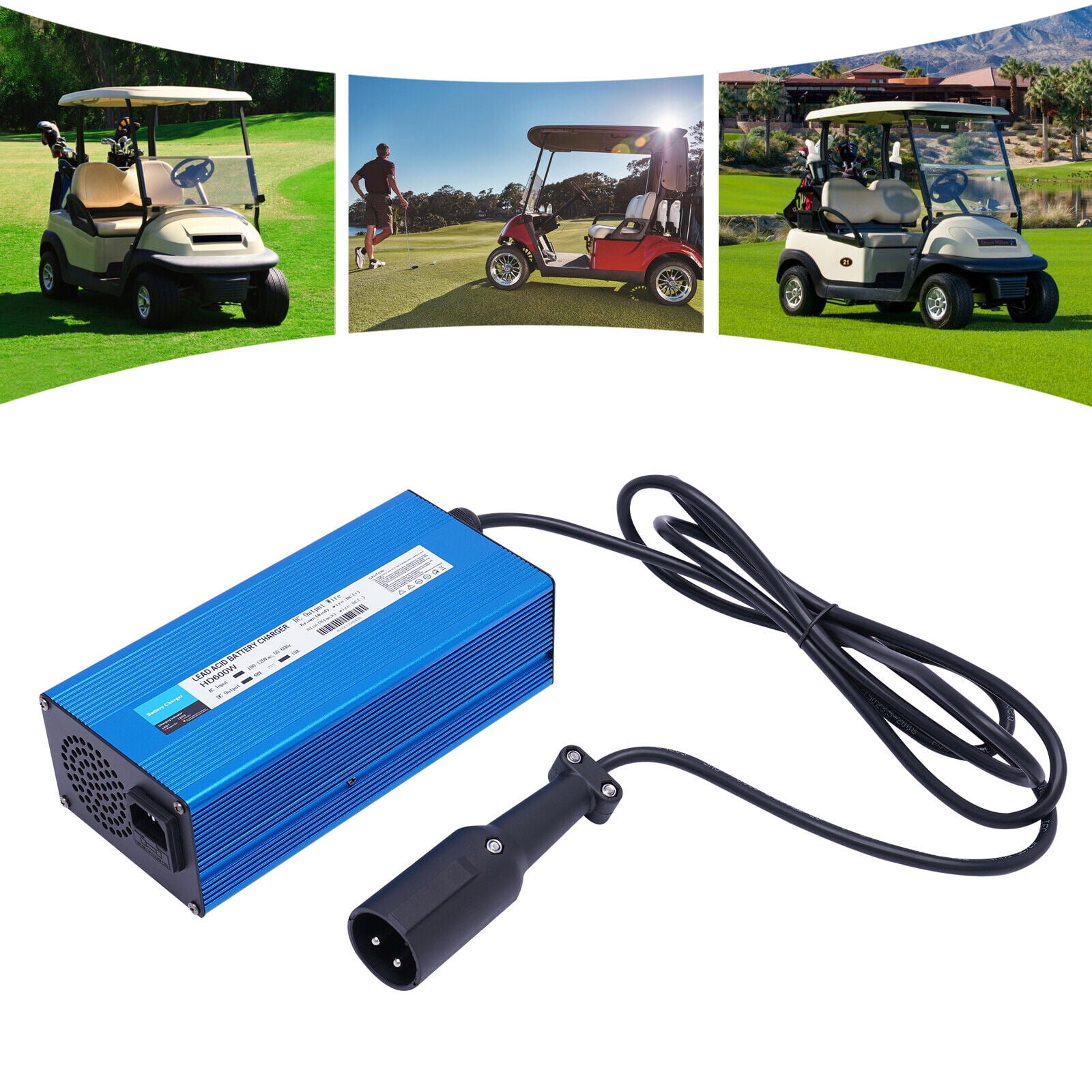 New 48V Blue Golf Cart Battery Charger Golf Cart Charger 3 Pin Plug for
