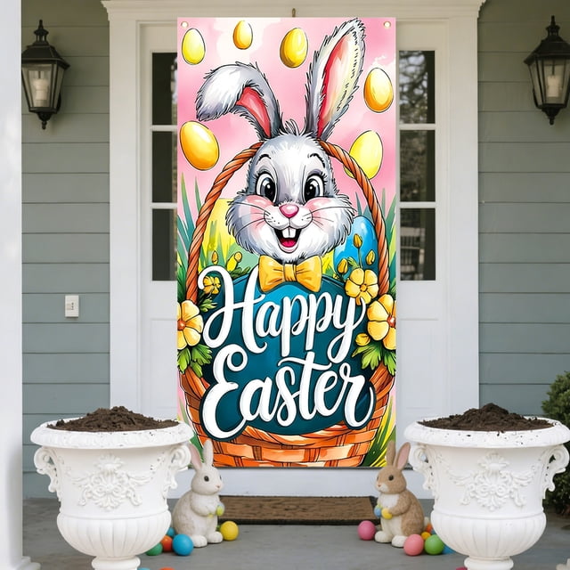 Tdxkok Rideau de Porte de Pâques Décorations de Fête Fournitures de Fête de Pâques