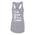 thumbnail image 2 of Eat Sleep Pray Repeat for Christians Faith | Womens Inspirational/Christian Jersey Racerback Tank Top, Heather Grey, Medium, 2 of 3