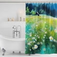 thumbnail image 3 of Blue Green Forests Shower Curtain, Waterproof Shower Curtains for Bathroom, Spring Oil Painting Daisy Nature Landscape Washable Fabric Bathtub Curtain Set Bath Decor with 12 Hooks Stall 36"x72", 3 of 8