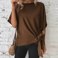 thumbnail image 4 of Rezuofi 2 Pcs Women's Batwing Sleeve Knot Side Round Neck Blouse Shirt Top 2025, 4 of 5