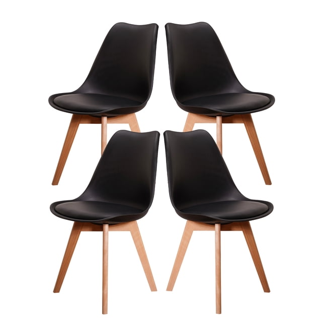 Sillas Tulip Tipo Eames Mirel Set de 4 Piezas Negras