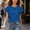 *Blue, variant on Women's Crew Neck Ruffle Flutter Sleeve T-Shirt,Solid Short Sleeve Casual Tee Purple,Women's Plus XXL
