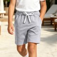 thumbnail image 5 of LEKWK Boys Cotton Workout Shorts Elastic Waist Drawstring Casual Bottoms Loose Fit Comfy Athletic Shorts with Pockets Summer Running Gym Outfits 0-12Y, 5 of 5