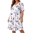 thumbnail image 6 of YuXingFu Purple Dress Plus Size Maxi V-Neck Plus Size Womens Dress Short Sleeve Smocked Long Casual Summer Multicolor L, 6 of 8