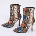 thumbnail image 4 of Fesfesfes Cowgirl Boots For Women Winter Serpentine Printed Personalized High Heel Matching Color Short 6(37), 4 of 8