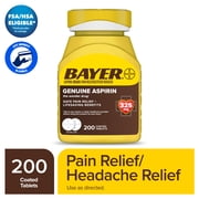 Bayer Genuine Aspirin 325 mg Coated Tablets for Multi-symptom pain relief and Headache Relief, 200 Count