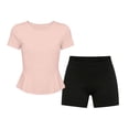thumbnail image 4 of Dagugfen Athletic Sets for Teen Girls Short Sleeve Crew Neck Tshirts Elastic Waist Stretchy Shorts Quick Drying Gym Workout Breathable Sets(5-6Years,Pink), 4 of 8
