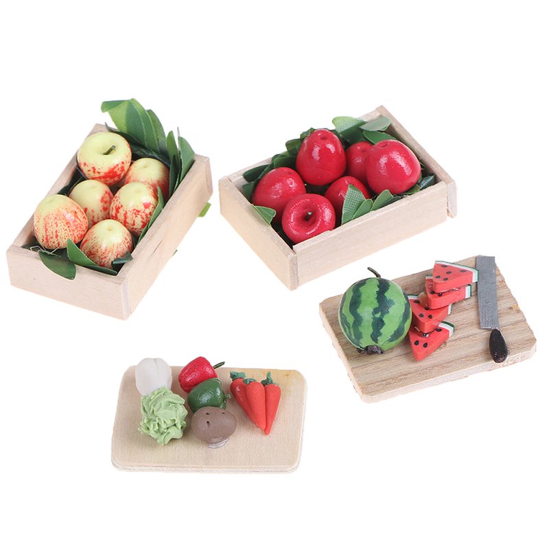 Buytra 4 Styles 112 Dollhouse Miniature Mini Fruit vegetables Box Food