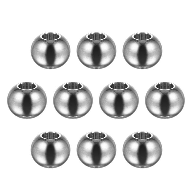 Cuentas de acero inoxidable Unique Bargains 10mm 4mm Agujero diámetro Plateado tono