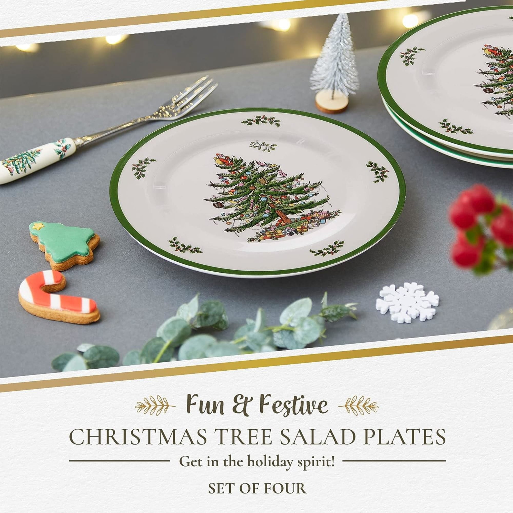 Spode クリスマスプレート　4枚セット Spode Christmas Tree 4-Pc. Salad Dessert Plates Set - MULTI ONE