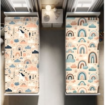 Ambesonne Rainbow Fitted Sheet Set 2 Pack All-Round Elastic, Pastel Scandi Art Unicorn, Twin XL Size, Blue Grey Peach