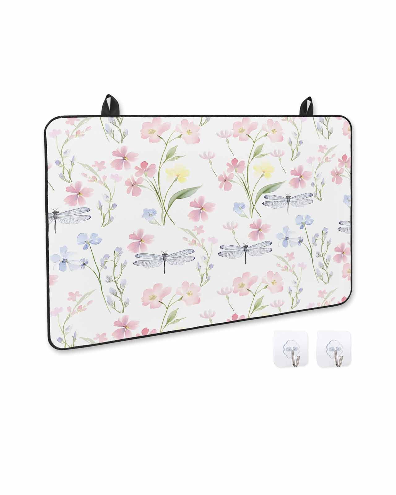 nqOlkjepod Large Induction Cooktop Protector Mat 24"x21", Pastoral Flower Stove Top Covers for Electric Stove, Summer Watercolor Garden Botanical Stove Burner Cover Mats, Glass Top Stove Cover