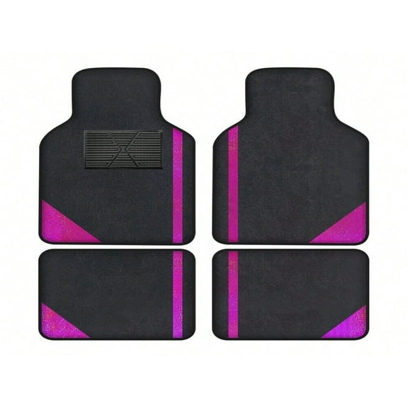 Leadwolf Car Floor Mats universal Full Coverage Auto Floor Mats All Weather Luxury Floor Liners Safe Car Mats Protector Car Carpet Black and Fuchsia 4PCS