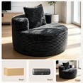 thumbnail image 5 of YVDNHP 37" Round Chair, Boneless Lounge Chair Indoor, Flannel Cloud Sofa with Pillow, Deep Seat Modern Accent Chairs for Living Room, Bedroom, No Assembly Required, Black, 5 of 8