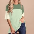 thumbnail image 3 of Patlollav Womens Tshirts Under $10, Women's Summer Round Neck Shirt Fashion Versatile Casual Color Block Short-Sleeve Blouse, 3 of 6