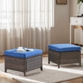 thumbnail image 2 of Giantfurnni 2 Peices Patio Rattan Ottomans, Outdoor Wicker Footrests with Cushions for Porch Backyard Deck, 2 of 7