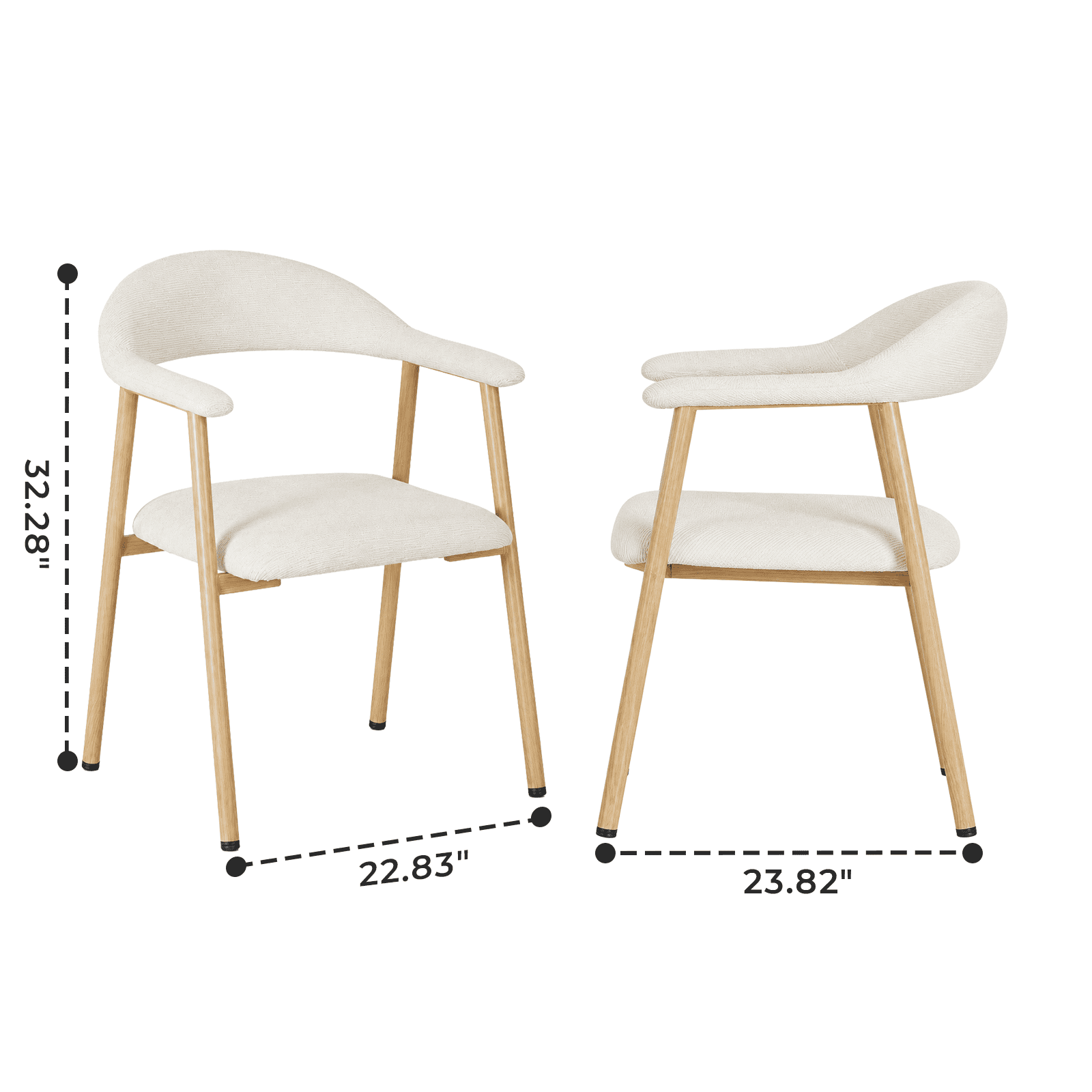 Alvantor Chairs Set of 2, A Modern Kitchen Side Chair Set with Curved Backrests and Linen Upholstery, Accompanied by Metal Decorative Chairs for Dining Room Kitchen Living Room Cafe