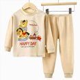 thumbnail image 4 of NOLDARES Toddler Baby Girl Clothes Fall Winter Outfits Contrast Color Long Sleeve Sweatshirt + Pants Sets(Beige,3-6 M), 4 of 4