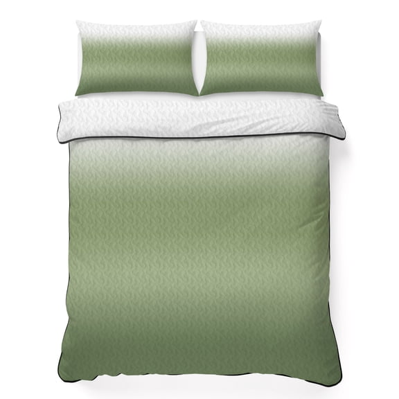 Quilts Twin Size Bedding Set, Dark Sage Green Lightweight Quilted Comforter, Modern Ombre Abstract Aesthetics Soft Reversible Bedspread Coverlet with Pillow Covers for All Season, 68" x 86"