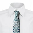 thumbnail image 3 of Necktie, Ethnic Portuguese Mosaic, 3.7", Dark Teal and White, by Ambesonne, 3 of 4