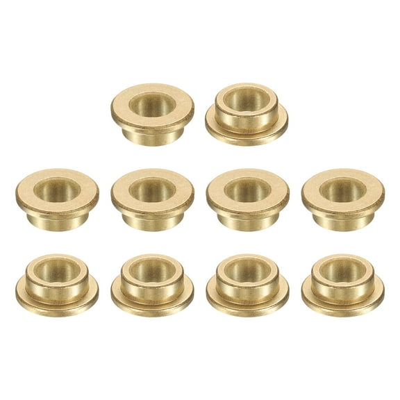 10 Pack Flange Sleeve Bearings, 8mm Bore x 12mm OD x 6mm Length, Self-Lubricating Sintered Bronze Bushings
