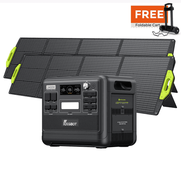 FOSSiBOT F2400 2400W (4800W Peak)Portable Power Station 2048Wh LFP   400W Solar Panel,2048Wh Solar Generator with 1100W AC & 500W Solar Charging,APP Control, 1.5H Fast Charging,for home RVs