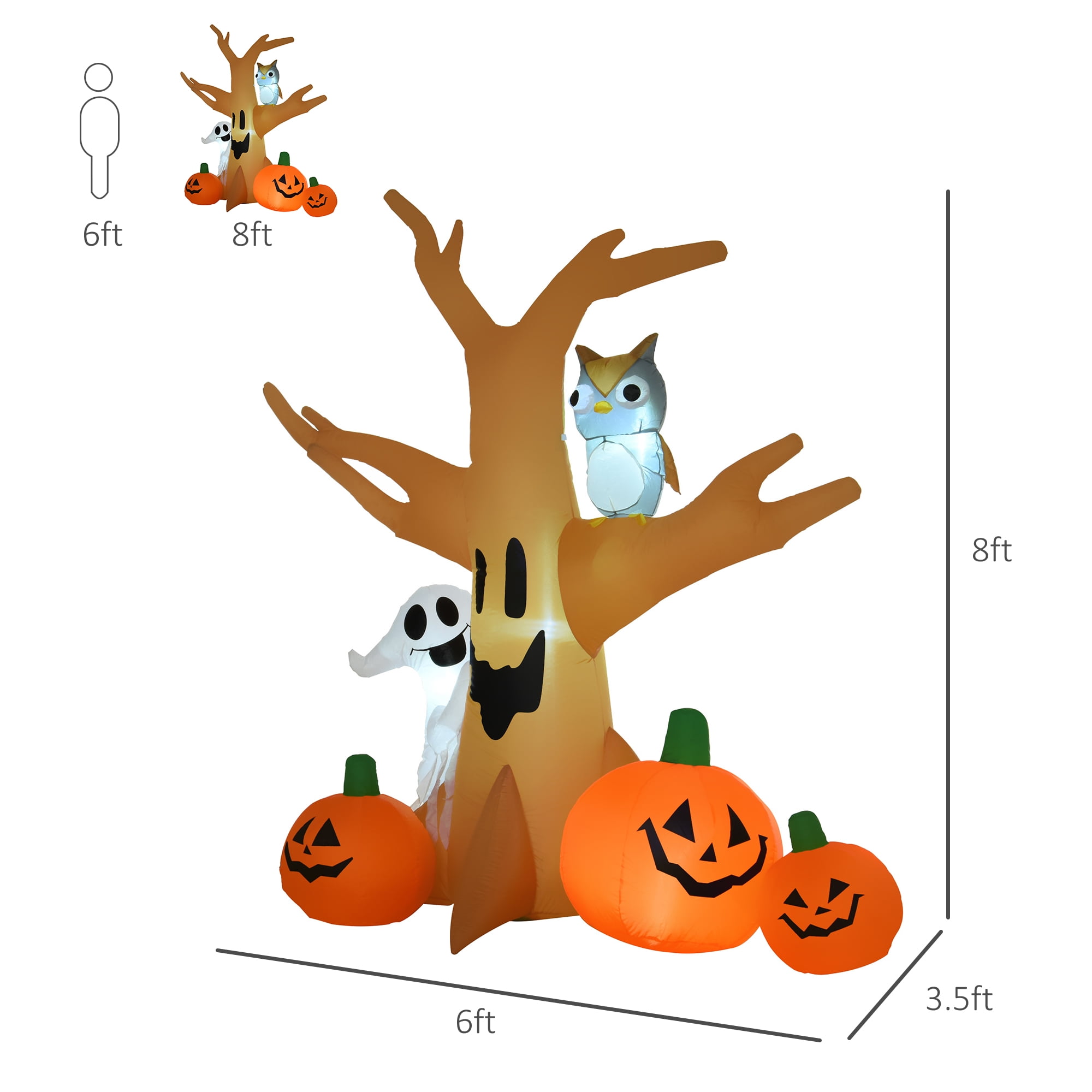 Alvantor 7.5" Inflatables Halloween Decorations Haunted Tree With Pumpkins Blow Up LED Yard Decor for Garden, Lawn Waterproof