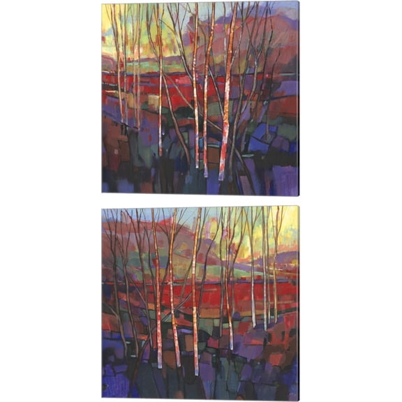 Great Art Now Patchwork Trees by Timothy O'Toole 2 Piece Canvas Art Set Each 14W x 14H
