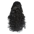 thumbnail image 2 of Pelucas con flequillo para mujer, peluca ondulada suelta, peluca de fibra química, cabello largo negro, pequeña cubierta rizada para la cabeza, peluca rizada negra de seda mate de alta temperatura., 2 of 5