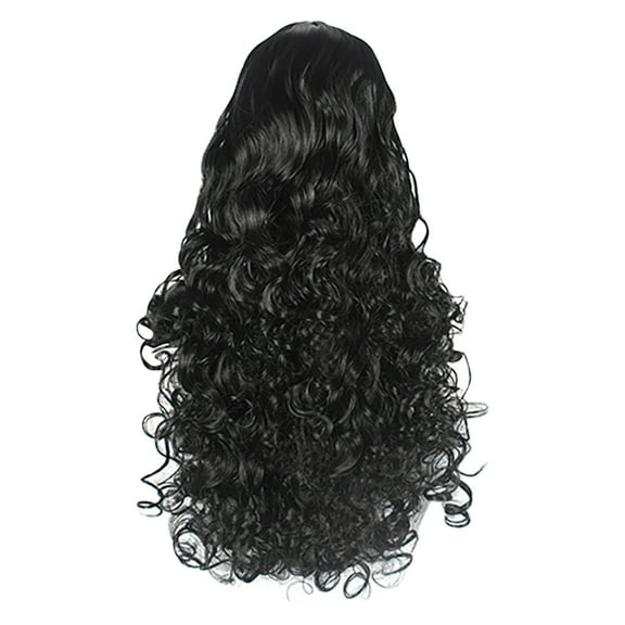 Beauty Clearance Under $10 Chemical Fiber Wig Black Long Hair Small Curly Head Cover Matte High-Temperature Silk Black