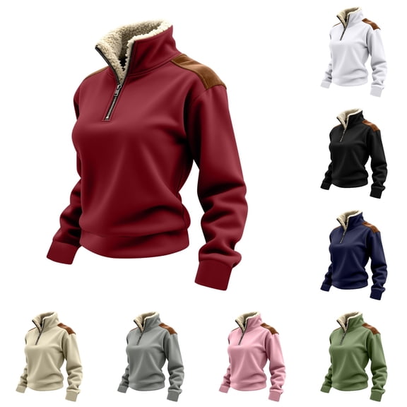 Tanghaowl Women's Sweatshirts Stylish Round Neck Printed Casual T Shirt Comfortable Outfit with Jeans and Sneakers Winter Soft Fabric Red M