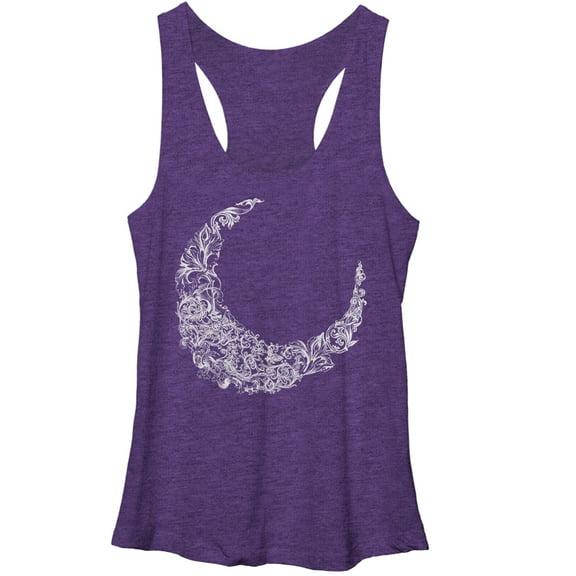 Women's Lost Gods Filigree Moon Racerback Tank Top Purple Heather Large