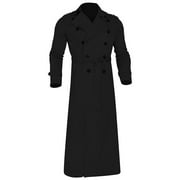 Miluxas Mens Winter Fashion Easy Solid Color Warm Lapel Coat Business Casual Coat Black XL(XL)