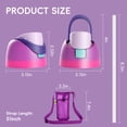 thumbnail image 5 of 2Pcs Replacement Cap for Owala Freesip+2Pcs Water Bottle Holder Carrier with Shoulder Strap,One Button Water Bottle Top Lid and Straws,LeakProof (black and purple), 5 of 8