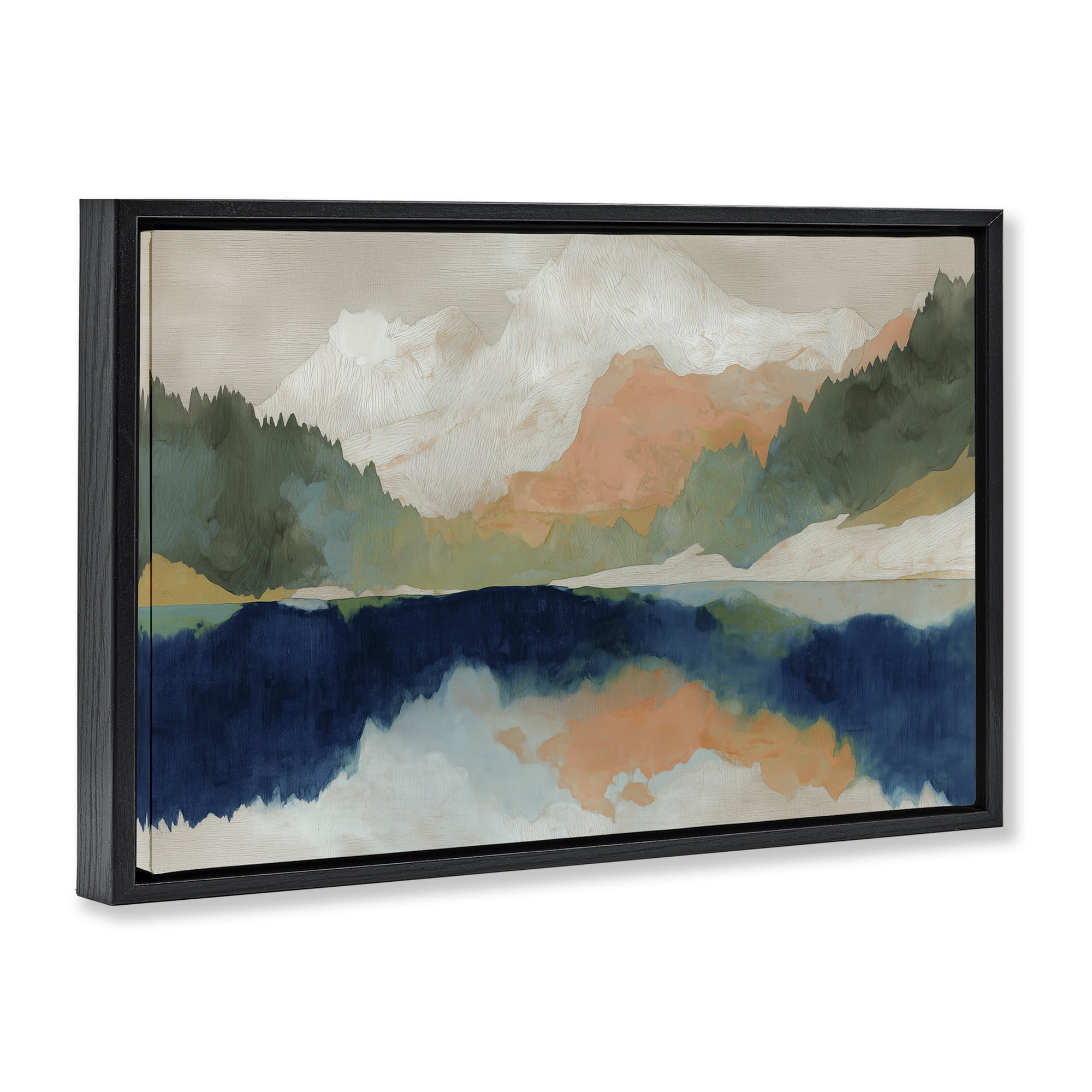 Stupell Industries Alpine Autumn Lake Reflection Black Framed Floater Canvas Wall Art, design by Chromatic Storm Studio