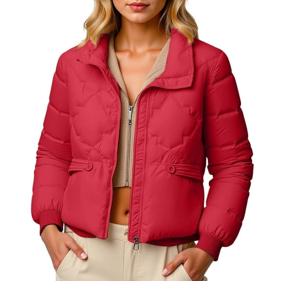 TIANZEN Winter Warm Short Padded Coat For Stand Collar Fashion Outerwear Lightweight Thermal Jacket With Pockets 3x Winter Coat Drawstring Jacket Women Womens Winter Coat