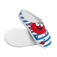 thumbnail image 3 of Lsque Red Funny Crab on Blue Stripe Pattern Womens Comfort Cotton on Scuff With Memory Foam and Anti-skid Sole Slipper-46/47, 3 of 7