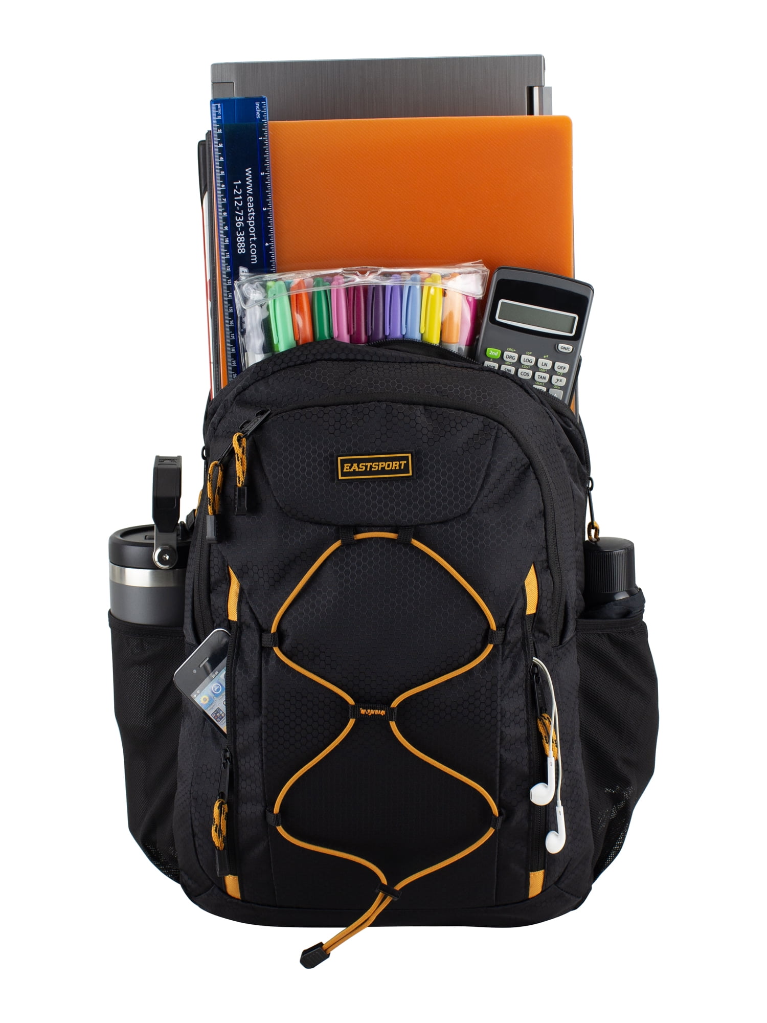 Eastsport Unisex Axis Sport 18.5" Bungee Backpack, Black