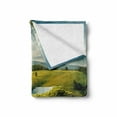 thumbnail image 2 of Green Soft Flannel Fleece Blanket, Scenic Scenery Hilly Landscape with Lake and Blue Cloudy Sky Trees Meadow Countryside, Cozy Plush for Indoor and Outdoor Use, 50" x 60", Green Blue, by Ambesonne, 2 of 6