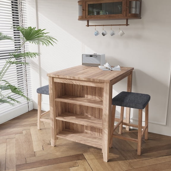 Dining Sets 36" Oak Finish 3-PC Counter Height Table Set,Kitchen Sets