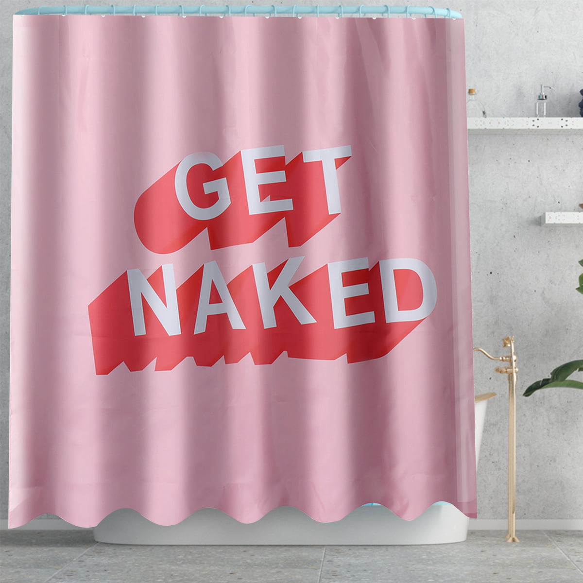 Get Naked Shower Curtain Bath Mat Toilet Cover Rug 